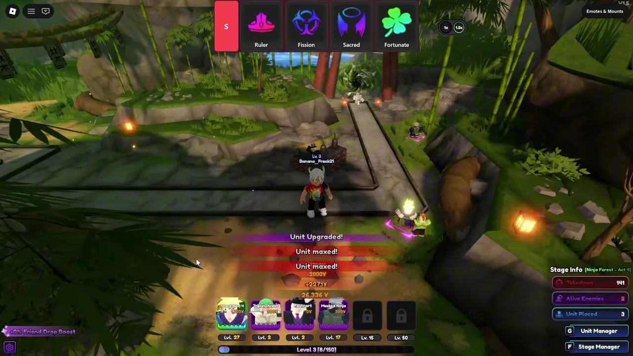 Universal Tower Defense Z Ruler trait showcase on a high-DPS carry placement